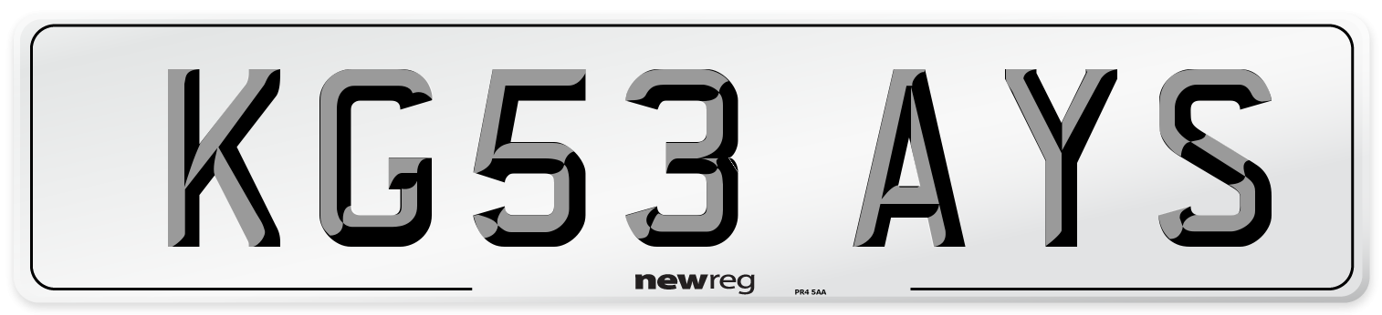 KG53 AYS Number Plate from New Reg